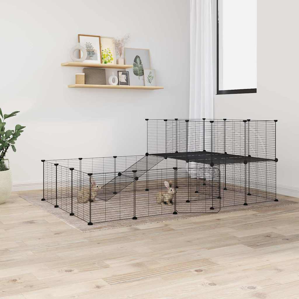 foto del prodotto jinlefu vidaxl gabbia per animali 44 pannelli con porta nera 35x35 cm acciaio