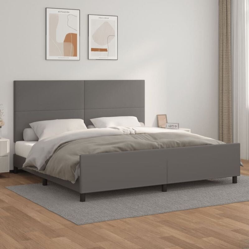 foto del prodotto jinlefu vidaxl giroletto con testiera grigio 200x200 cm in similpelle