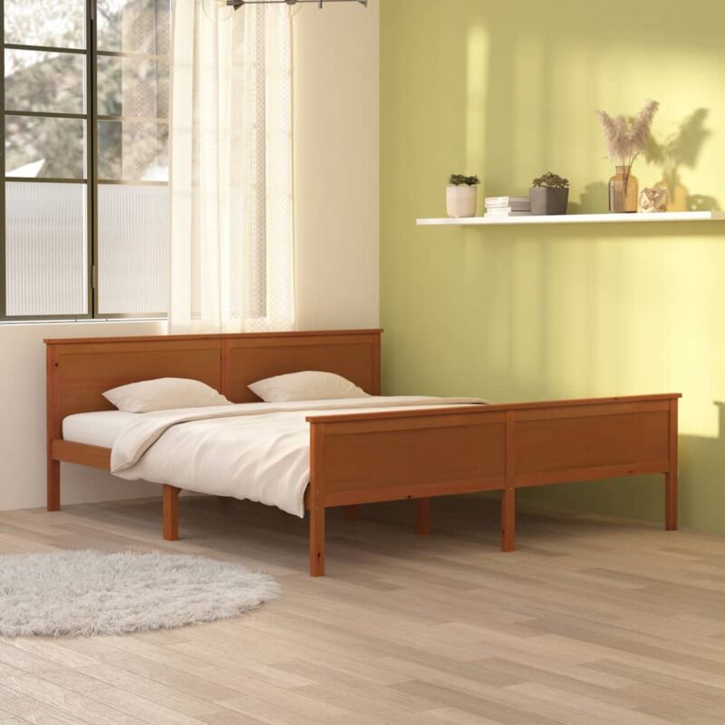 foto del prodotto jinlefu vidaxl giroletto marrone ambra in legno massello di pino 180x200 cm
