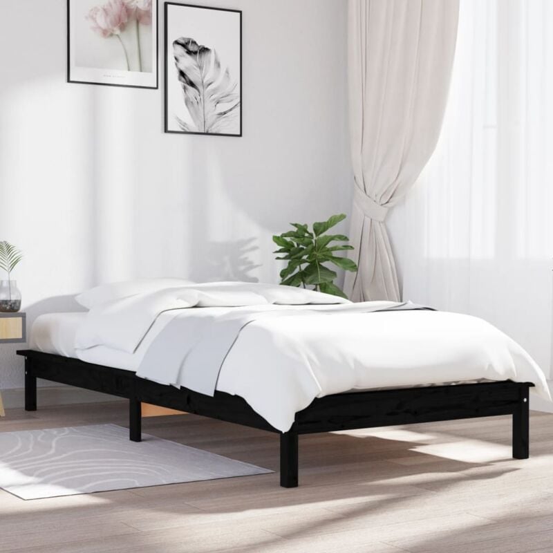 foto del prodotto jinlefu vidaxl giroletto nero 90x200 cm in legno massello di pino