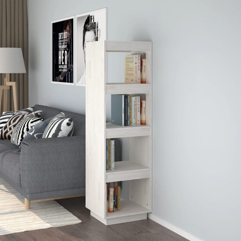 foto del prodotto jinlefu vidaxl libreria divisorio bianco 40x35x135cm in legno massello di pino