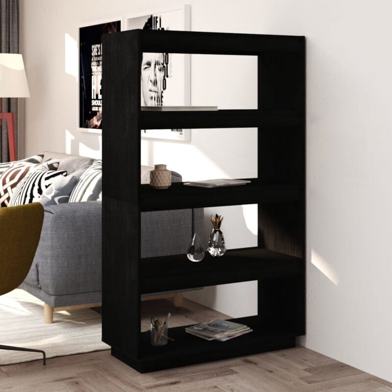 foto del prodotto jinlefu vidaxl libreria divisorio nero 80x35x135 cm in legno massello di pino