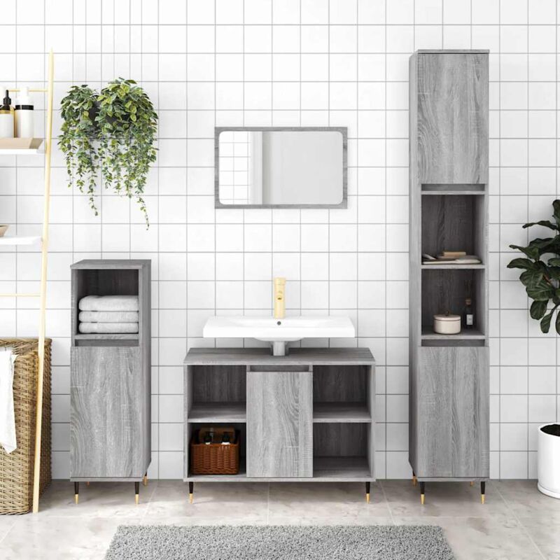 foto del prodotto jinlefu vidaxl mobile da bagno grigio sonoma 80x33x60 cm in legno multistrato