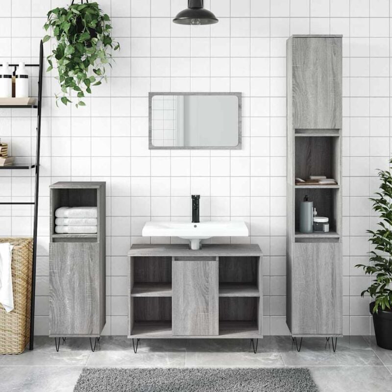 foto del prodotto jinlefu vidaxl mobile da bagno grigio sonoma 80x33x60 cm in legno multistrato