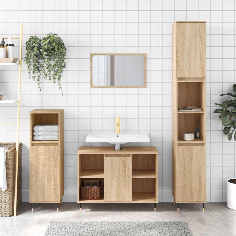 foto del prodotto jinlefu vidaxl mobile da bagno rovere sonoma 80x33x60 cm in legno multistrato