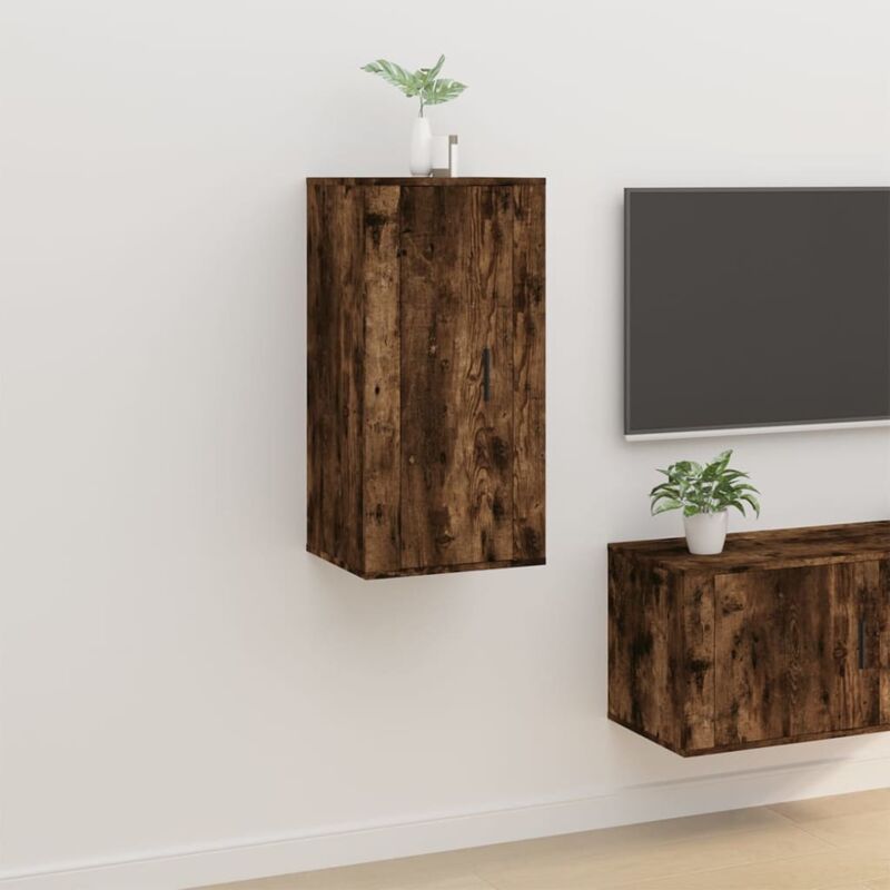 foto del prodotto jinlefu vidaxl mobile porta tv a parete rovere fumo 40x34,5x80 cm