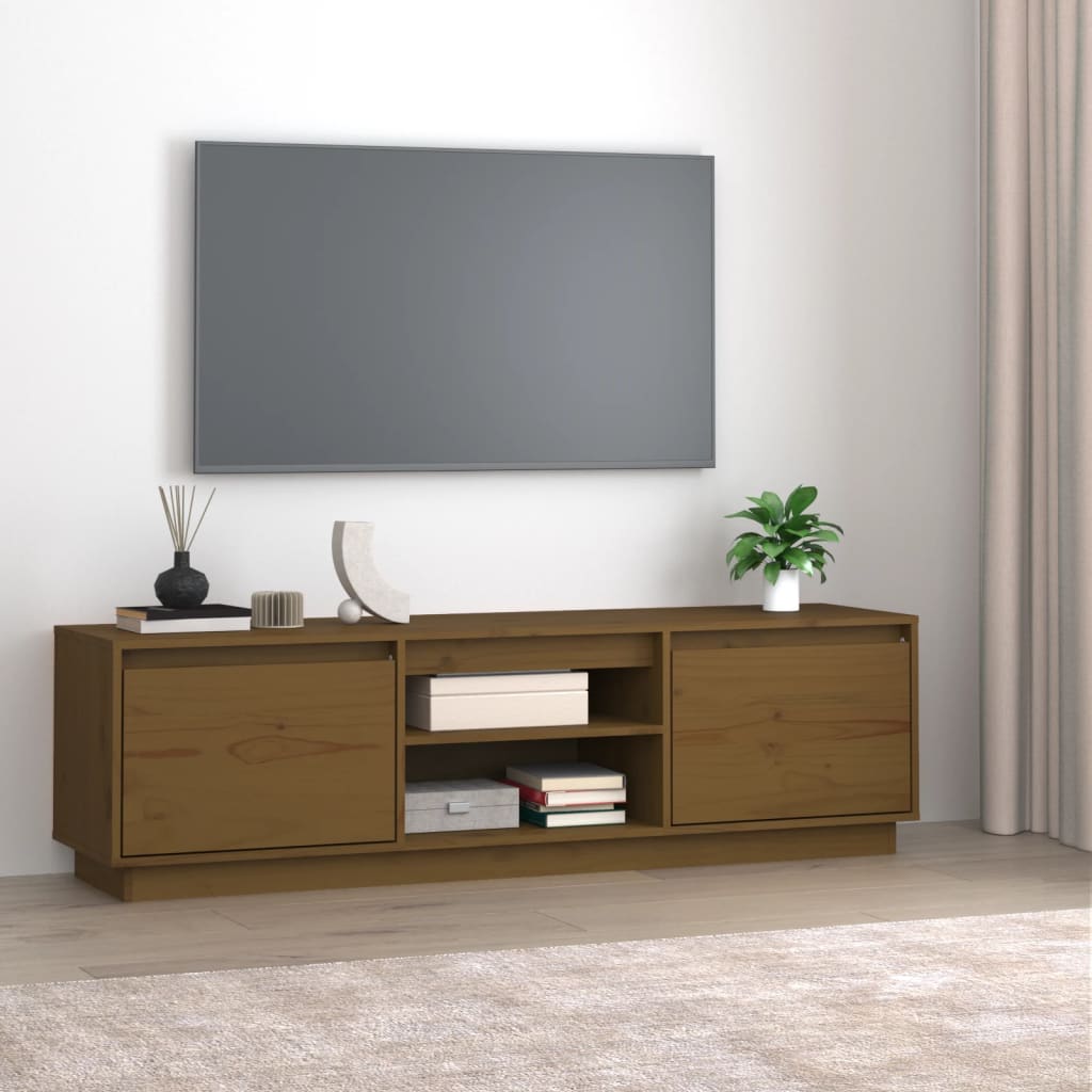 foto del prodotto jinlefu vidaxl mobile porta tv ambra 140x35x40 cm in legno massello di pino