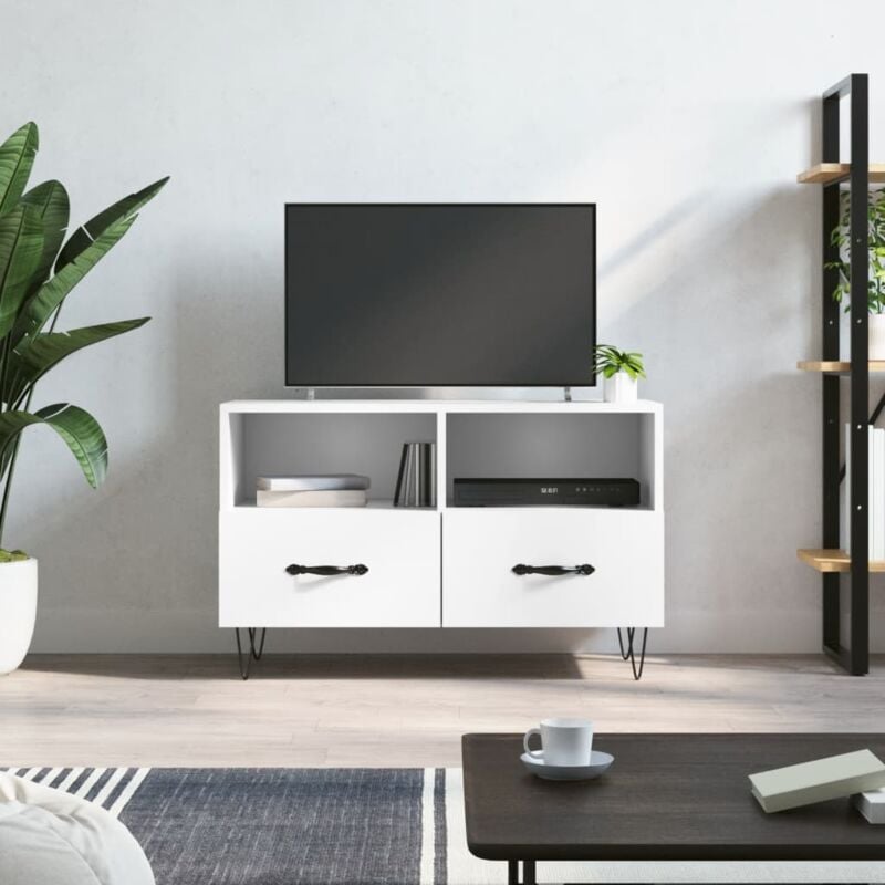 foto del prodotto jinlefu vidaxl mobile porta tv bianco 80x36x50 cm in legno multistrato