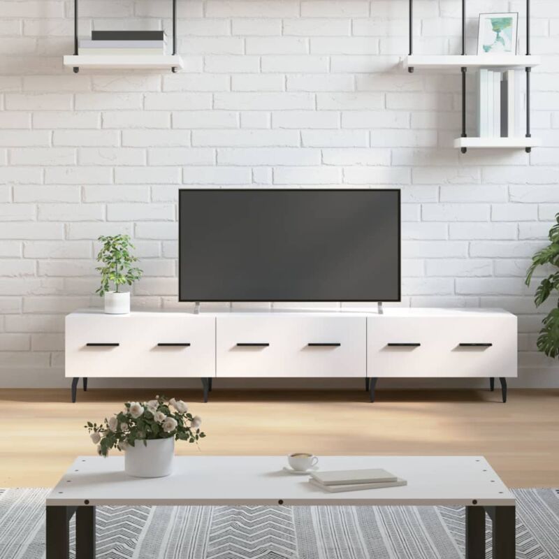 foto del prodotto jinlefu vidaxl mobile porta tv bianco lucido 150x36x30 cm in legno multistrato