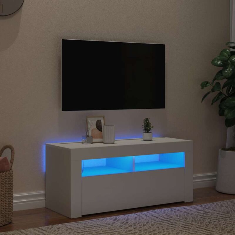 foto del prodotto jinlefu vidaxl mobile porta tv con luci led bianco 90x35x40 cm
