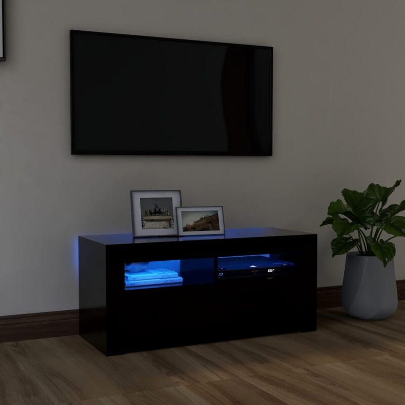 foto del prodotto jinlefu vidaxl mobile porta tv con luci led nero 90x35x40 cm