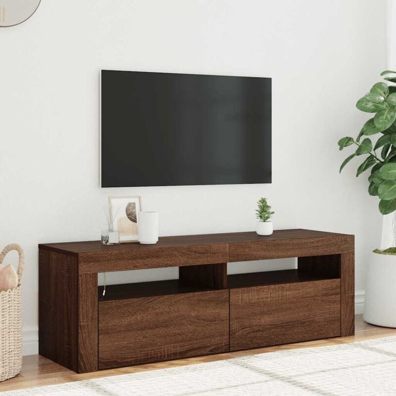 foto del prodotto jinlefu vidaxl mobile porta tv con luci led rovere marrone 120x35x40 cm