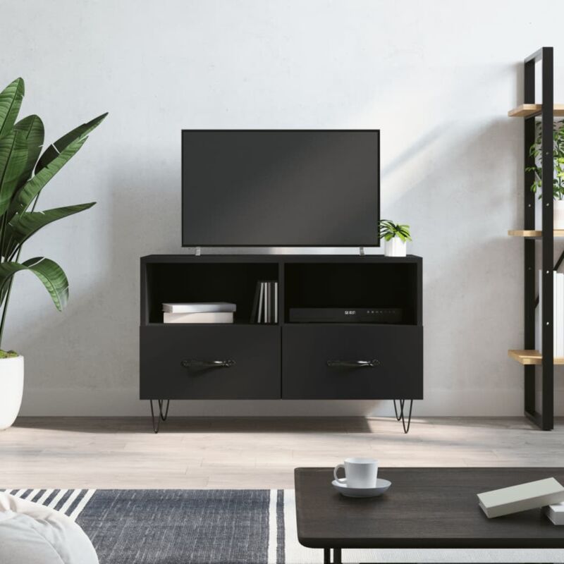 foto del prodotto jinlefu vidaxl mobile porta tv nero 80x36x50 cm in legno multistrato