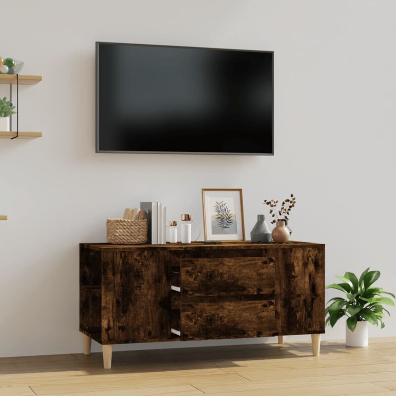 foto del prodotto jinlefu vidaxl mobile porta tv rovere fumo 102x44,5x50 cm in legno multistrato