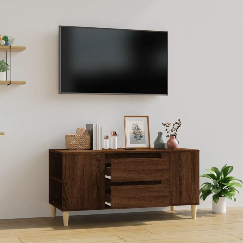 foto del prodotto jinlefu vidaxl mobile porta tv rovere marrone 102x44,5x50 cm legno multistrato