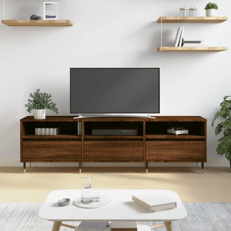 foto del prodotto jinlefu vidaxl mobile porta tv rovere marrone 150x30x44,5 cm legno multistrato