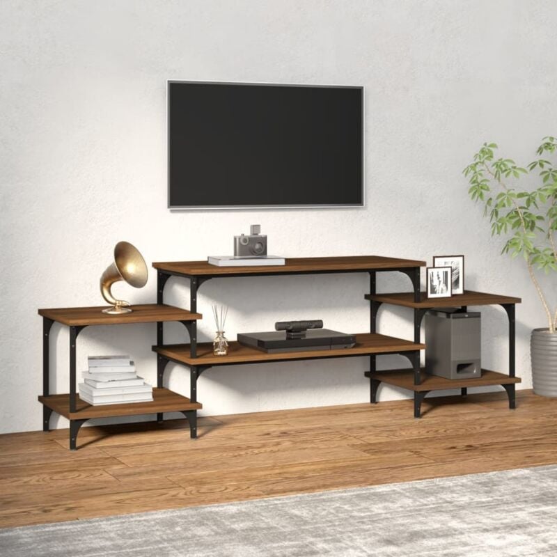 foto del prodotto jinlefu vidaxl mobile porta tv rovere marrone 157x35x52 cm legno multistrato