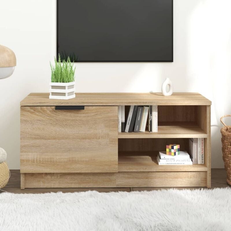 foto del prodotto jinlefu vidaxl mobile porta tv rovere sonoma 80x35x36,5cm in legno multistrato