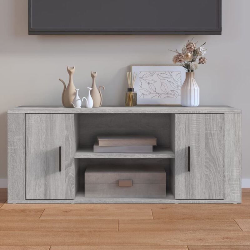 foto del prodotto jinlefu vidaxl mobile tv grigio sonoma 100x35x40 cm in legno multistrato