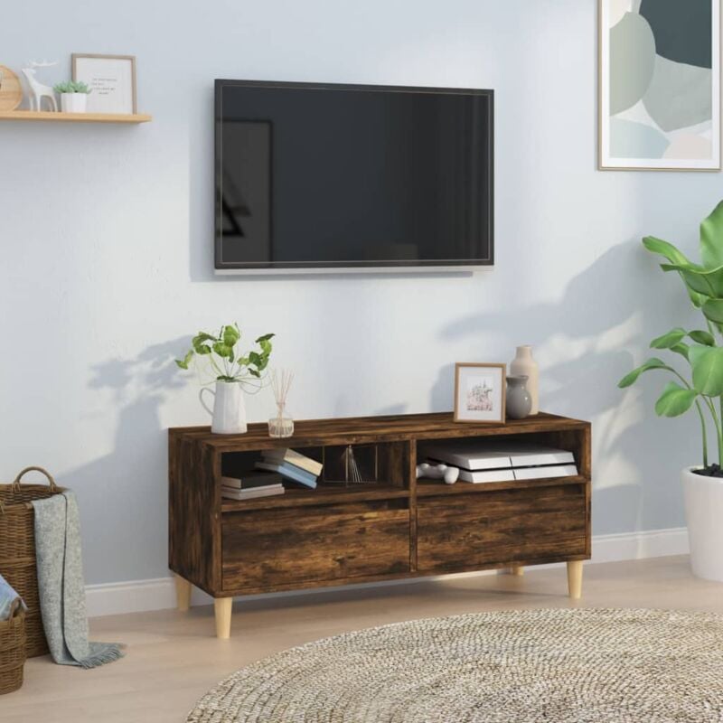 foto del prodotto jinlefu vidaxl mobile tv rovere fumo 100x34,5x44,5 cm in legno multistrato