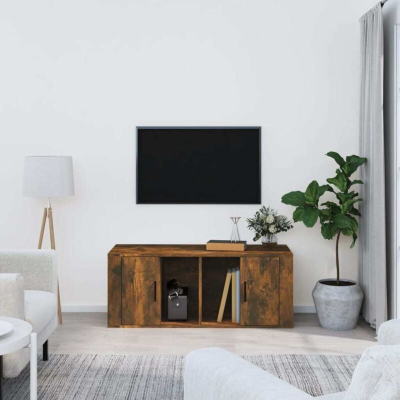 foto del prodotto jinlefu vidaxl mobile tv rovere fumo 100x35x40 cm in legno multistrato