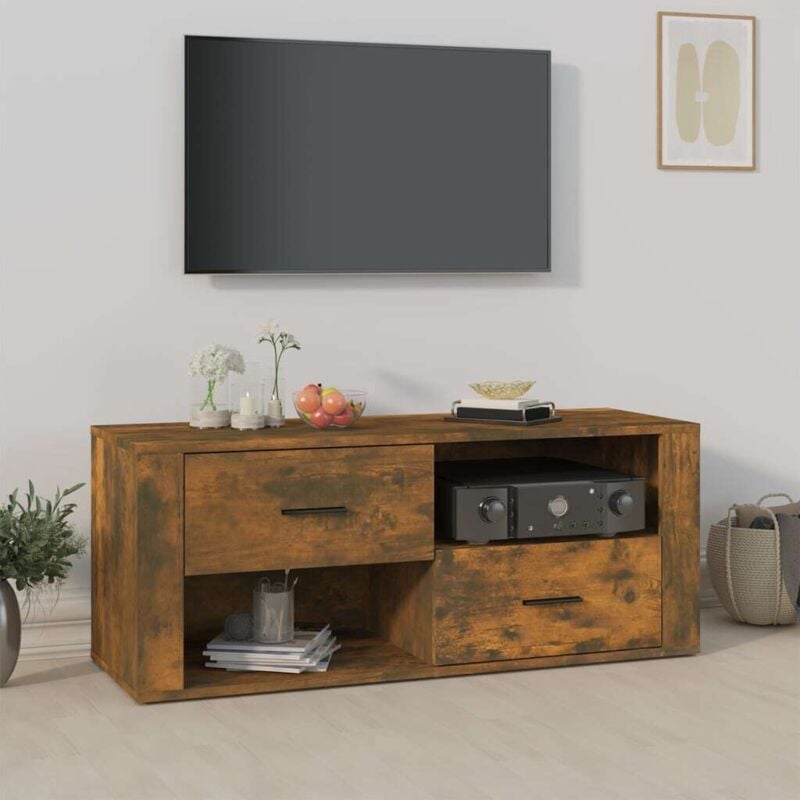 foto del prodotto jinlefu vidaxl mobile tv rovere fumo 100x35x40 cm in legno multistrato