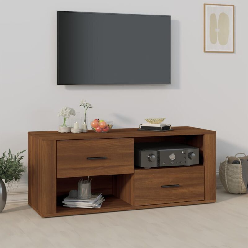 foto del prodotto jinlefu vidaxl mobile tv rovere marrone 100x35x40 cm in legno multistrato