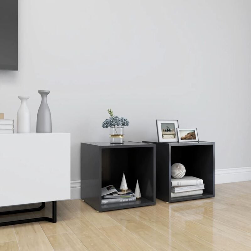 foto del prodotto jinlefu vidaxl mobili porta tv 2 pz grigi 37x35x37 cm in legno multistrato