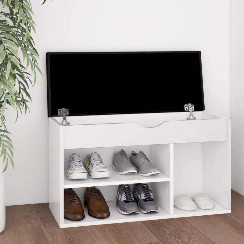 foto del prodotto jinlefu vidaxl panca porta scarpe con cuscino bianca 80x30x47cm multistrato