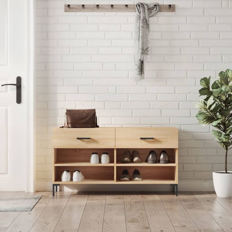 foto del prodotto jinlefu vidaxl panca porta scarpe rovere sonoma 102x35x55 cm legno multistrato