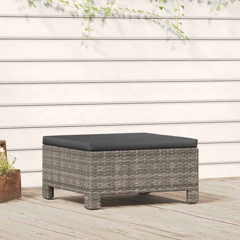 foto del prodotto jinlefu vidaxl poggiapiedi da giardino con cuscino in polyrattan grigio