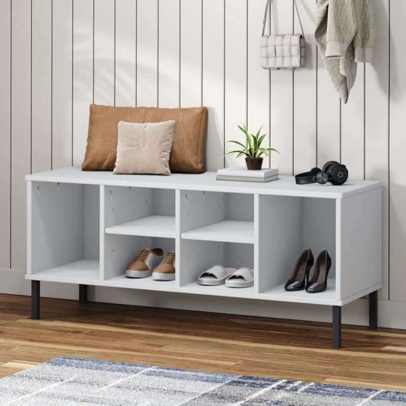 foto del prodotto jinlefu vidaxl scarpiera gambe metallo bianco 106x35x45cm legno massello oslo