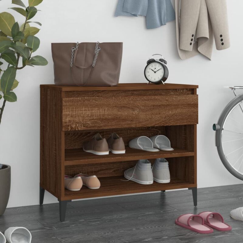 foto del prodotto jinlefu vidaxl scarpiera rovere fumo 70x36x60 cm in legno multistrato