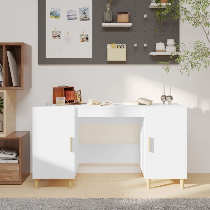 foto del prodotto jinlefu vidaxl scrivania bianca 140x50x75 cm in legno multistrato