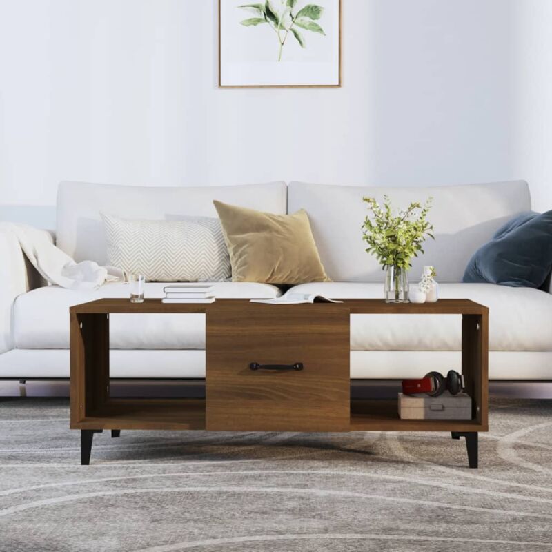 foto del prodotto jinlefu vidaxl tavolino da caff rovere marrone 102x50x40 cm legno multistrato