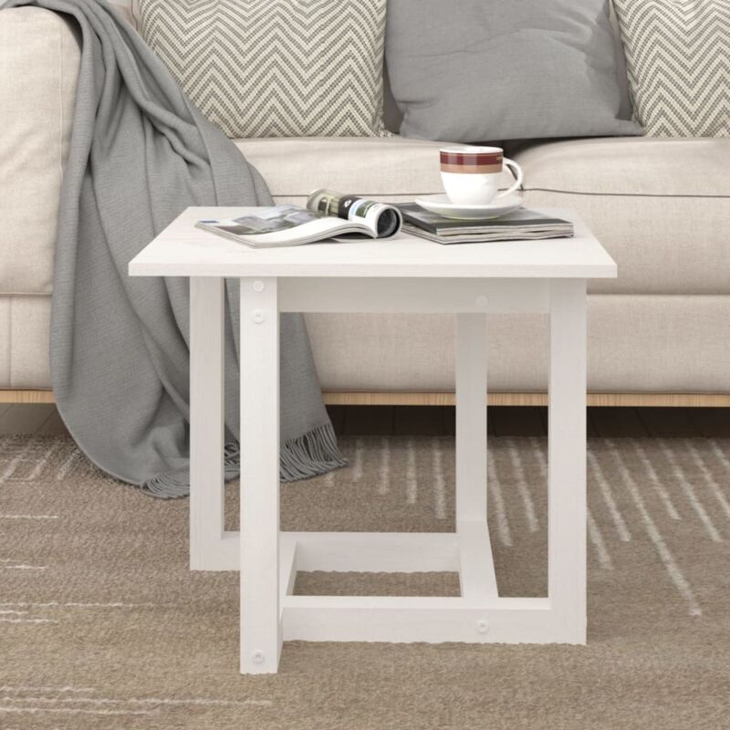 foto del prodotto jinlefu vidaxl tavolino da salotto bianco 50x50x45 cm legno massello di pino