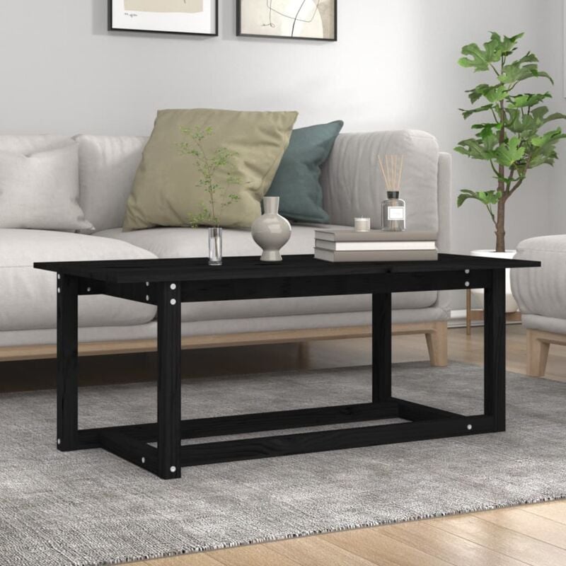foto del prodotto jinlefu vidaxl tavolino da salotto nero 110x55x45 cm legno massello di pino