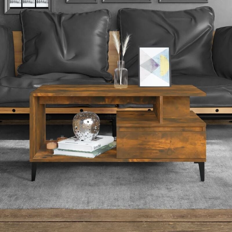 foto del prodotto jinlefu vidaxl tavolino da salotto rovere fumo 90x49x45 cm legno multistrato