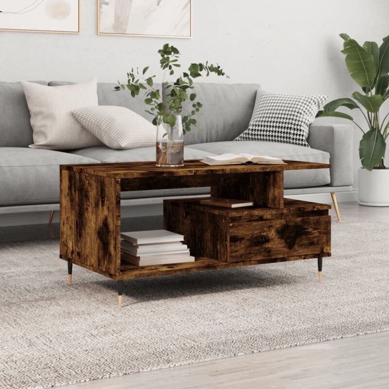 foto del prodotto jinlefu vidaxl tavolino da salotto rovere fumo 90x49x45 cm legno multistrato