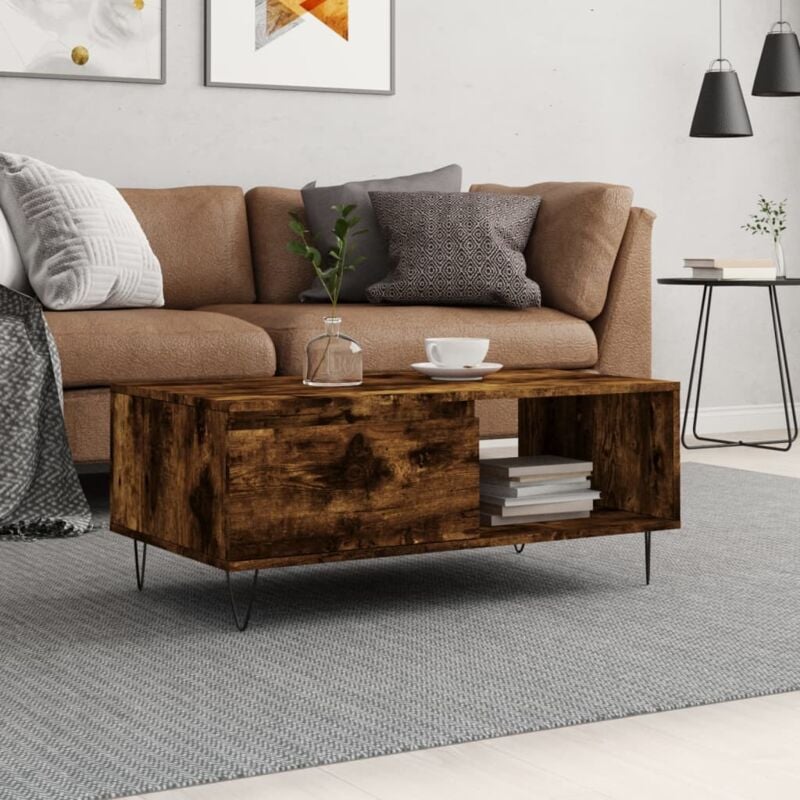 foto del prodotto jinlefu vidaxl tavolino da salotto rovere fumo 90x50x36,5 cm legno multistrato