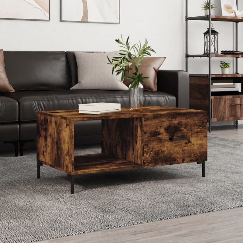 foto del prodotto jinlefu vidaxl tavolino da salotto rovere fumo 90x50x40cm in legno multistrato
