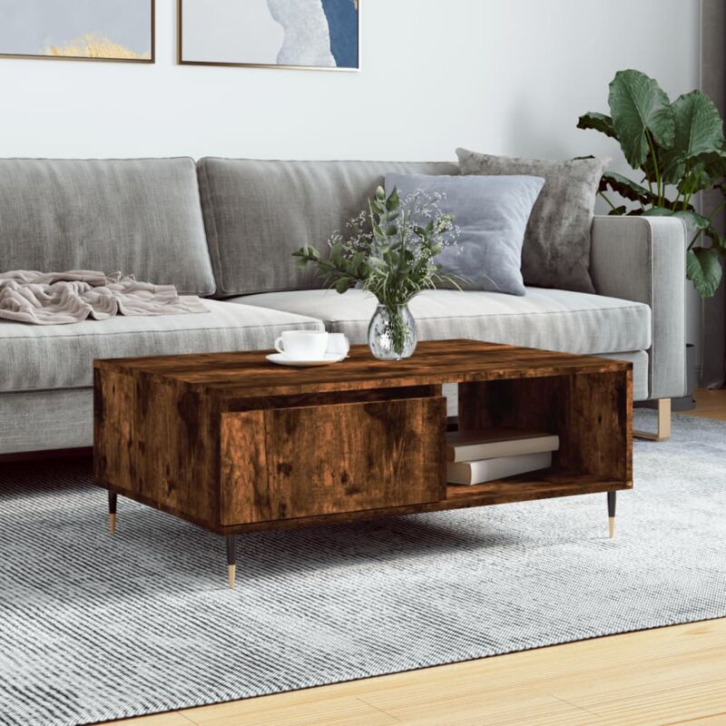 foto del prodotto jinlefu vidaxl tavolino da salotto rovere fumo 90x60x35cm in legno multistrato