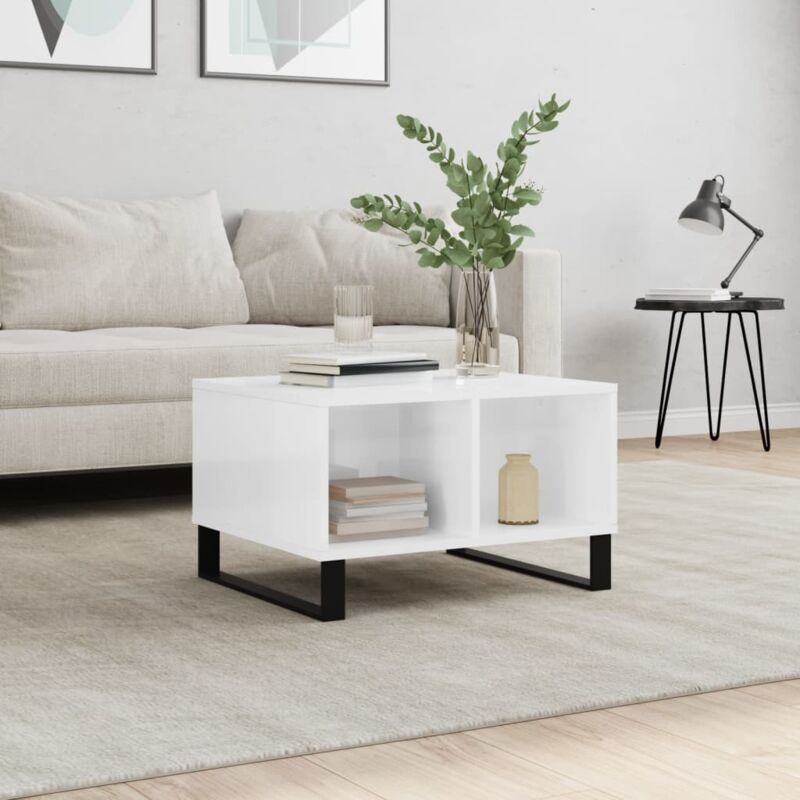foto del prodotto jinlefu vidaxl tavolino salotto bianco lucido 60x50x36,5 cm legno multistrato