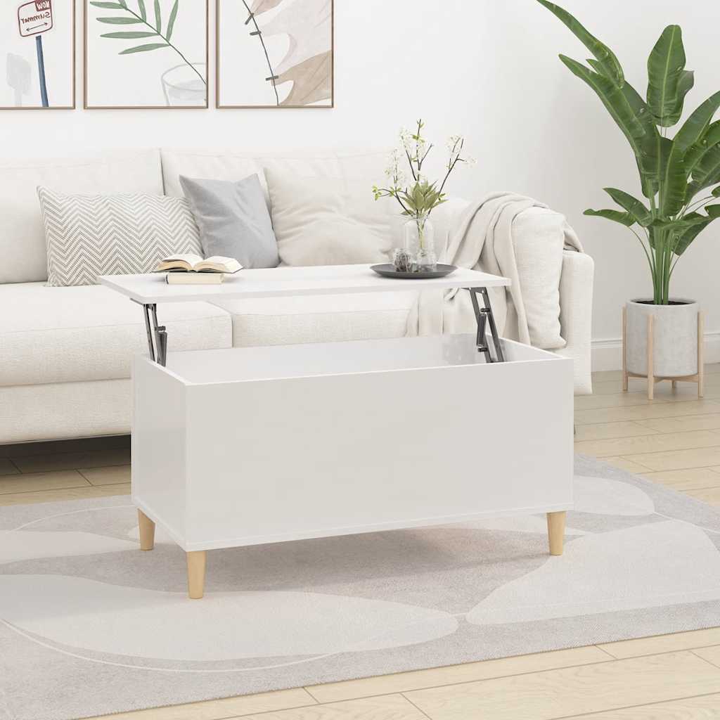foto del prodotto jinlefu vidaxl tavolino salotto bianco lucido 90x44,5x45 cm legno multistrato