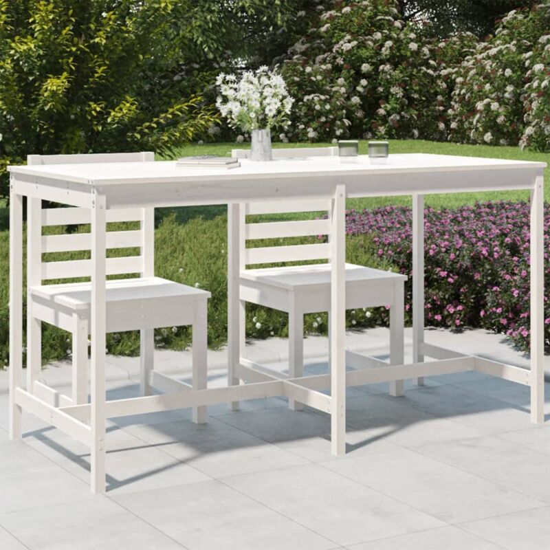 foto del prodotto jinlefu vidaxl tavolo da giardino bianco 203,5x90x110cm legno massello di pino