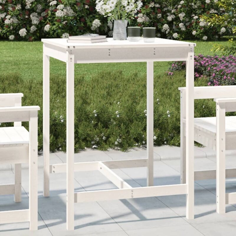 foto del prodotto jinlefu vidaxl tavolo da giardino bianco 82,5x82,5x110cm legno massello pino