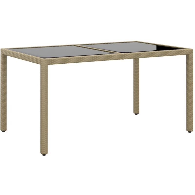 foto del prodotto jinlefu vidaxl tavolo giardino 150x90x75cm vetro temperato polyrattan beige