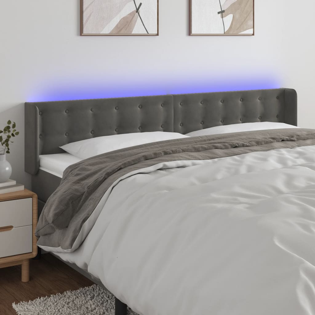 foto del prodotto jinlefu vidaxl testiera a led grigio scuro 163x16x78 88 cm in velluto