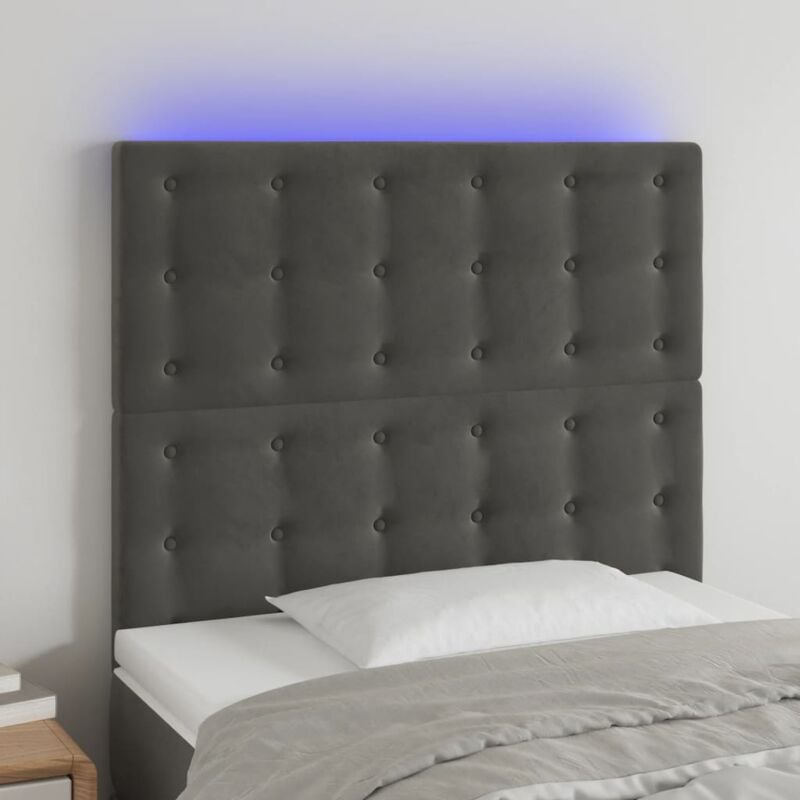 foto del prodotto jinlefu vidaxl testiera a led grigio scuro 90x5x118 128 cm in velluto