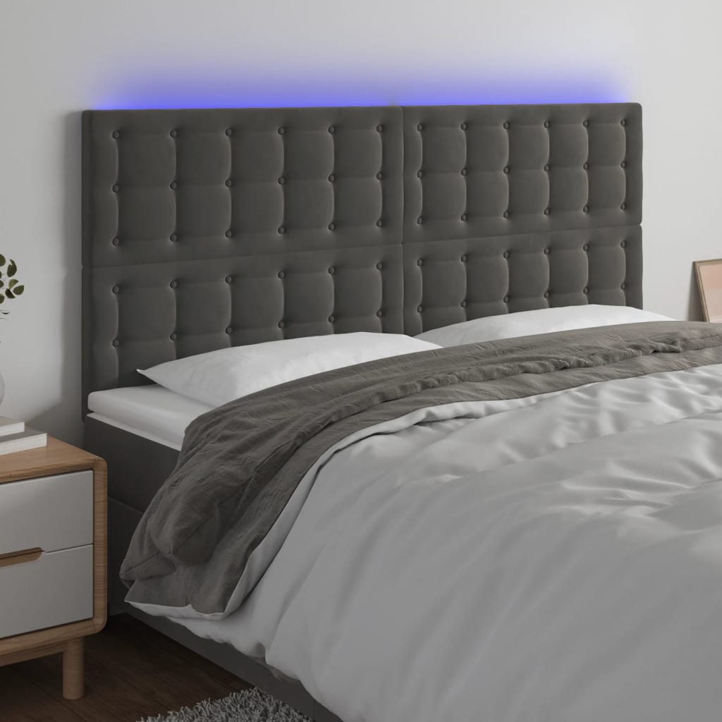 foto del prodotto jinlefu vidaxl testiera a led grigioscuro 180x5x118 128cm in velluto